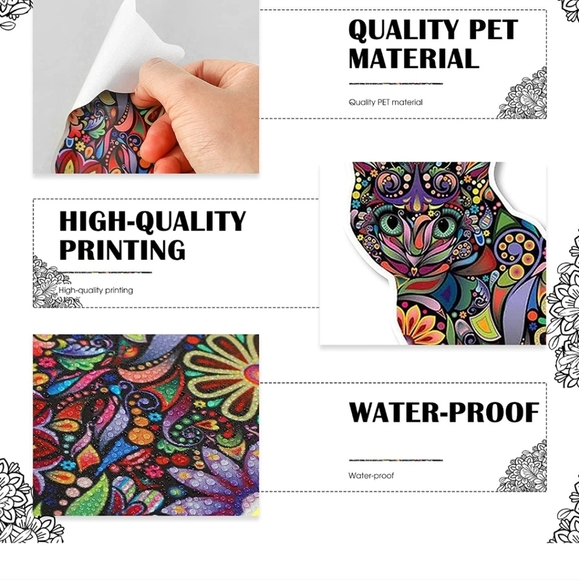 Last One BOHO Print  CAT  Car Decal Extra Large Colorful Waterproof - Picture 4 of 4